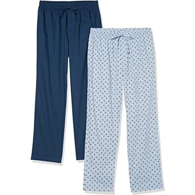 Amazon Herren Pyjama-Hose aus Baumwoll-Stretch-Popeline in voller Länge, 2er-Pack, Eisblau Flamingo/Indigo, XS Amazon Herren Pyjama-Hose aus Baumwoll-Stretch-Popeline in voller Länge, 2er-Pack, Eisblau Flamingo/Indigo, XS