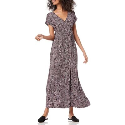 Amazon Damen Tailliertes Maxikleid (erhältlich in Übergröße), Schwarz Konfettimuster, L Amazon Damen Tailliertes Maxikleid (erhältlich in Übergröße), Schwarz Konfettimuster, L
