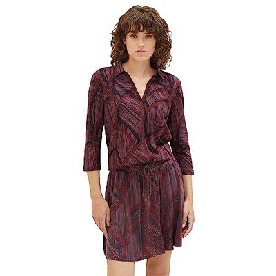 TOM TAILOR Damen 1039777 Polo T-Shirt mit Muster, 32363-navy Abstract Lines, XL TOM TAILOR Damen 1039777 Polo T-Shirt mit Muster, 32363-navy Abstract Lines, XL