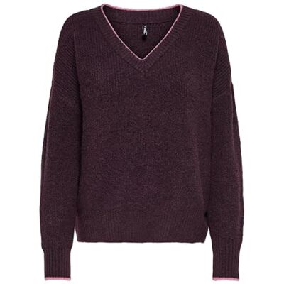 ONLY Damen Onlhavanna Ls Rib V-Neck KNT, Winetasting, XS ONLY Damen Onlhavanna Ls Rib V-Neck KNT, Winetasting, XS