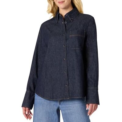Amazon Damen Oversize-Denimhemd Mit Knopfleiste, Auswaschen, XXL Amazon Damen Oversize-Denimhemd Mit Knopfleiste, Auswaschen, XXL