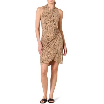 Amazon Damen Ärmelloses Kleid In Wickeloptik mit Crossover-Twistausschnitt, Helles Kamelbraun Leopardenmuster, XL Amazon Damen Ärmelloses Kleid In Wickeloptik mit Crossover-Twistausschnitt, Helles Kamelbraun Leopardenmuster, XL