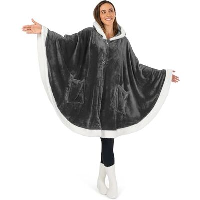 PAVILIA Angel Wrap Kapuzendecke,Poncho Decke Wrap mit weichem Sherpa Fleece,tragbare Decke Überwurf Geschenk mit Kapuze Taschen Umhang,Plüsch Warm Schal gemütliche Geschenke für Frauen Ehefrau (Grau) PAVILIA Angel Wrap Kapuzendecke,Poncho Decke Wrap mit weichem Sherpa Fleece,tragbare Decke Überwurf Geschenk mit Kapuze Taschen Umhang,Plüsch Warm Schal gemütliche Geschenke für Frauen Ehefrau (Grau)