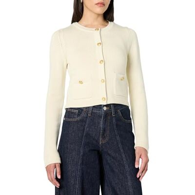 The Drop Damen Bloom Gold Button Nautical Cardigan, Whisper White, L The Drop Damen Bloom Gold Button Nautical Cardigan, Whisper White, L