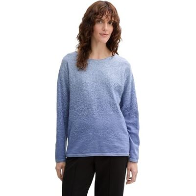 TOM TAILOR Damen Strickpullover mit Farbverlauf aus Bio-Baumwolle, 36580 Blue Degrade Design, XXS TOM TAILOR Damen Strickpullover mit Farbverlauf aus Bio-Baumwolle, 36580 Blue Degrade Design, XXS