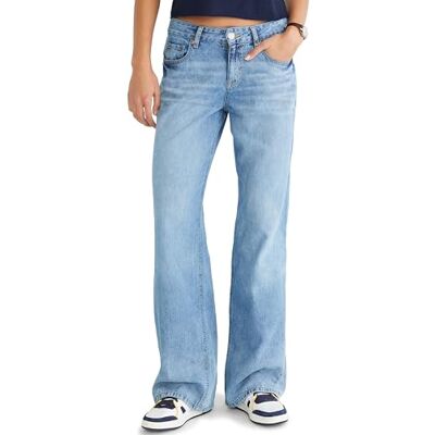 AEROPOSTALE Damen Niedriger Leibhöhe, Weites Bein Jeans, Orzo1, 32 Kurz AEROPOSTALE Damen Niedriger Leibhöhe, Weites Bein Jeans, Orzo1, 32 Kurz