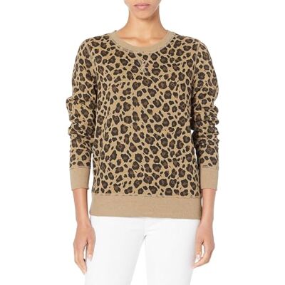 Amazon Damen-Sweatshirt aus French-Terry-Fleece mit Rundhalsausschnitt (Erhältlich in Übergröße), Kamel-Leopardenmuster, XX-Large Amazon Damen-Sweatshirt aus French-Terry-Fleece mit Rundhalsausschnitt (Erhältlich in Übergröße), Kamel-Leopardenmuster, XX-Large