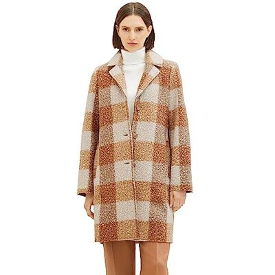 TOM TAILOR Damen Boucle Mantel mit Karomuster TOM TAILOR Damen Boucle Mantel mit Karomuster