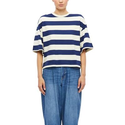 S. Oliver Damen T-Shirt – Oversize Fit, Jersey, gestreift, mit Label-Patch S. Oliver Damen T-Shirt – Oversize Fit, Jersey, gestreift, mit Label-Patch