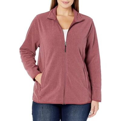 Amazon Damen Klassische Passform Polar-Soft-Fleecejacke mit durchgehendem Reißverschluss (Erhältlich in Übergröße), Burgunderrot Meliert, XX-Large Amazon Damen Klassische Passform Polar-Soft-Fleecejacke mit durchgehendem Reißverschluss (Erhältlich in Übergröße), Burgunderrot Meliert, XX-Large