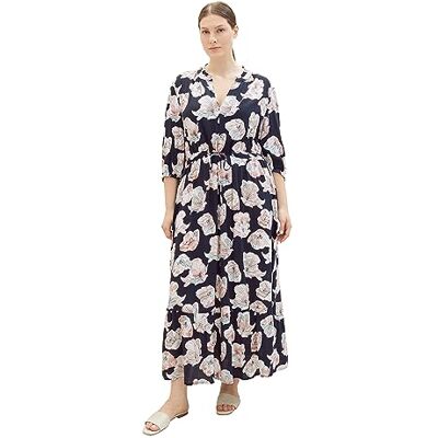 TOM TAILOR Damen 1038797 Maxikleid mit Muster & Bindedetail, 32413-tie dye Flower Design, 50 TOM TAILOR Damen 1038797 Maxikleid mit Muster & Bindedetail, 32413-tie dye Flower Design, 50