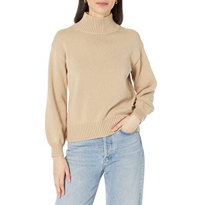 Amazon Damen Pullover mit Trichterkragen aus Baumwolle (Erhältlich in Übergröße), Hellbraun, M Amazon Damen Pullover mit Trichterkragen aus Baumwolle (Erhältlich in Übergröße), Hellbraun, M