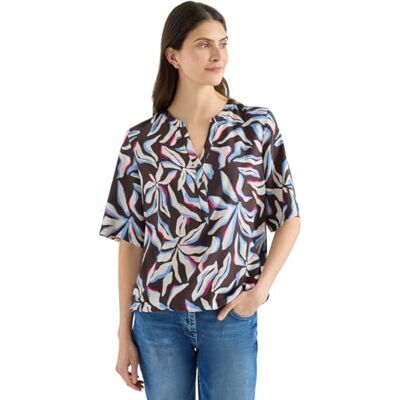 Cecil Kurzarm Bluse mit floralem Muster Macchiato Brown M Cecil Kurzarm Bluse mit floralem Muster Macchiato Brown M