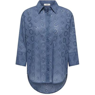 JDY Damen tallie 3/4 Long Shirt WVN Noos Detaillierter Hemdkragen, Lang, Mit Volumenärmeln, Vintage Indigo, X-Large JDY Damen tallie 3/4 Long Shirt WVN Noos Detaillierter Hemdkragen, Lang, Mit Volumenärmeln, Vintage Indigo, X-Large