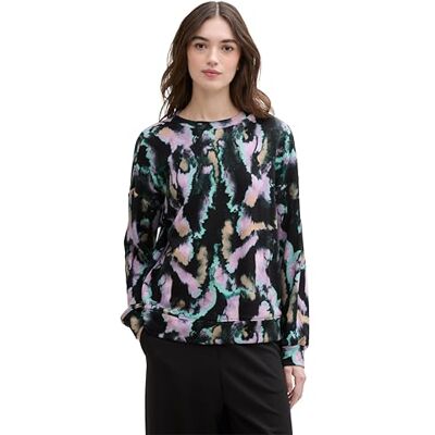 TOM TAILOR Denim Damen Sweatshirt mit Muster, 36531 Abstract Batik Landscape Print, S TOM TAILOR Denim Damen Sweatshirt mit Muster, 36531 Abstract Batik Landscape Print, S
