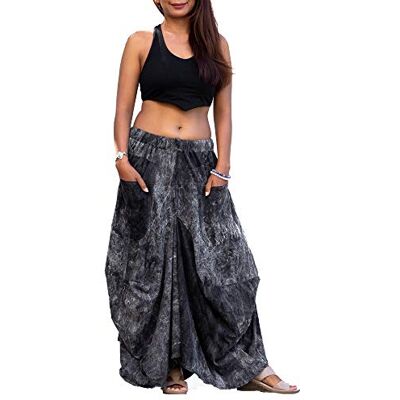 Thaluta Damen Maxi-Rock mit Taschen, Boho-Stil, elastischer hoher Taille, aus Baumwolle Thaluta Damen Maxi-Rock mit Taschen, Boho-Stil, elastischer hoher Taille, aus Baumwolle