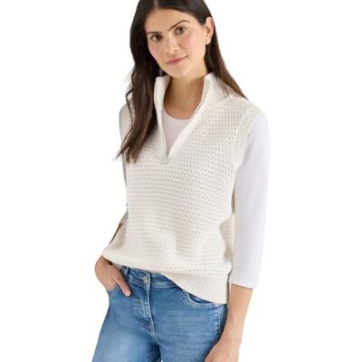 Cecil Pullunder im Crochet-Look mit Zipper raw Sand beige XL Cecil Pullunder im Crochet-Look mit Zipper raw Sand beige XL