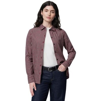 Amazon Damen-Flanellhemd, Normale Passform, langärmelig, leicht, kariert, Marineblau Vichy-Muster, X-Small Amazon Damen-Flanellhemd, Normale Passform, langärmelig, leicht, kariert, Marineblau Vichy-Muster, X-Small