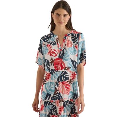 Cecil Midikleid mit Split Neck und Print Light Alabaster White M Cecil Midikleid mit Split Neck und Print Light Alabaster White M