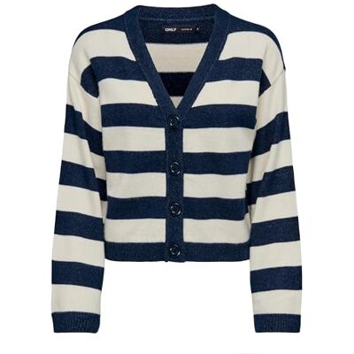 ONLY Damen Strickjacke Onlkatia Ls Stripe V-Neck Cardi Cc KNT, Dress Blues/Stripes:Melange/Whitecap Gray, L ONLY Damen Strickjacke Onlkatia Ls Stripe V-Neck Cardi Cc KNT, Dress Blues/Stripes:Melange/Whitecap Gray, L