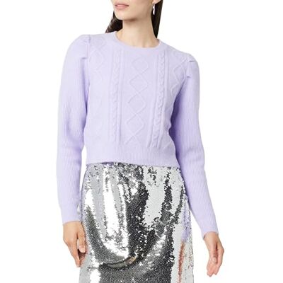The Drop Gloria Pullover für Damen, mit Puffärmeln und Zopfmuster, Digitaler Lavendel, XL The Drop Gloria Pullover für Damen, mit Puffärmeln und Zopfmuster, Digitaler Lavendel, XL