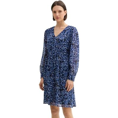 TOM TAILOR Damen Mini Kleid mit V-Ausschnitt, 36556 Navy Watercolor Squares Design, 36 TOM TAILOR Damen Mini Kleid mit V-Ausschnitt, 36556 Navy Watercolor Squares Design, 36