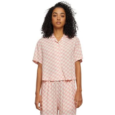 Urban Classics Damen Hemdbluse Ladies Viscose Resort Shirt, Kurzarm Bluse für Frauen, Loose Fit, Lemonadepinkcheck, XS Urban Classics Damen Hemdbluse Ladies Viscose Resort Shirt, Kurzarm Bluse für Frauen, Loose Fit, Lemonadepinkcheck, XS