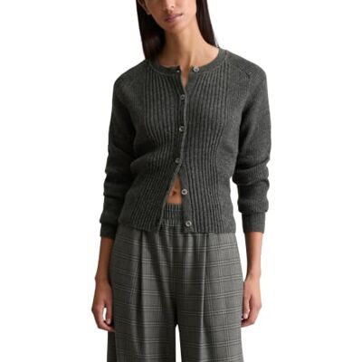 Marc O' Polo Marc OߴPolo Denim Damen Cardigan mit Rundhalsausschnitt Regular Fit, Grau (Anthra Melange), S Marc O' Polo Marc OߴPolo Denim Damen Cardigan mit Rundhalsausschnitt Regular Fit, Grau (Anthra Melange), S