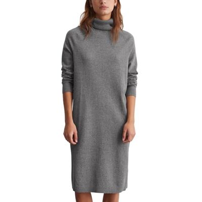 Marc O' Polo Denim Damen Strickkleid mit Rollkragen Relaxed Fit, Grau (Dark Shadow Melange), S Marc O' Polo Denim Damen Strickkleid mit Rollkragen Relaxed Fit, Grau (Dark Shadow Melange), S
