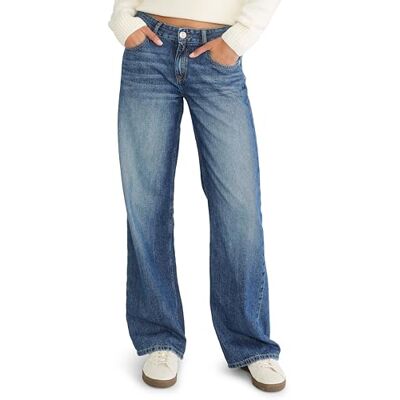 AEROPOSTALE Damen Niedriger Leibhöhe, Weites Bein Jeans, Sassafras1, 32 Kurz AEROPOSTALE Damen Niedriger Leibhöhe, Weites Bein Jeans, Sassafras1, 32 Kurz