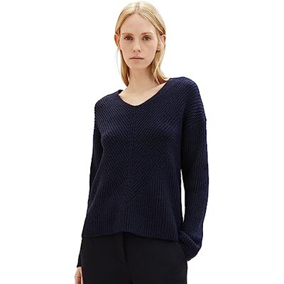 TOM TAILOR Damen Basic Pullover mit V-Ausschnitt TOM TAILOR Damen Basic Pullover mit V-Ausschnitt