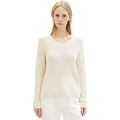 TOM TAILOR Damen Basic Pullover mit V-Ausschnitt TOM TAILOR Damen Basic Pullover mit V-Ausschnitt
