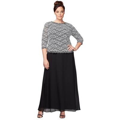 Alex Evenings Damen Long Mock Dress with Full Skirt (Petite and Regular Sizes) Kleid für besondere Anlässe, schwarz/weiß, 12 Alex Evenings Damen Long Mock Dress with Full Skirt (Petite and Regular Sizes) Kleid für besondere Anlässe, schwarz/weiß, 12