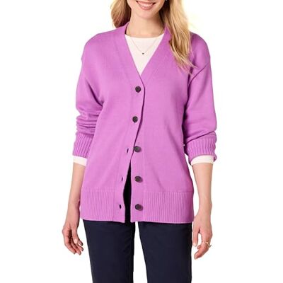 Amazon Damen Mittelschwerer Relaxed-Fit-Cardigan-Pullover, Purpur, S Amazon Damen Mittelschwerer Relaxed-Fit-Cardigan-Pullover, Purpur, S