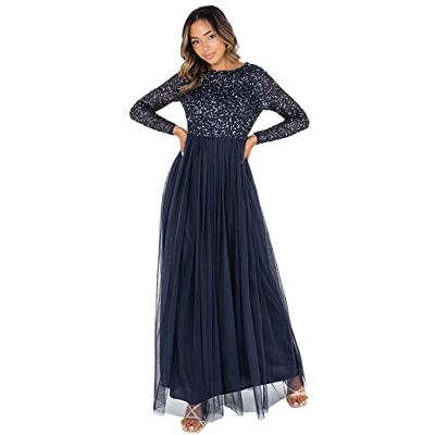 Maya Deluxe Women's Damen Bridesmaid Dress, Navy, 36 Maya Deluxe Women's Damen Bridesmaid Dress, Navy, 36
