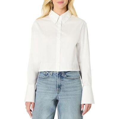 Amazon Damen Oversized-Stretch-Popeline-Anzughemd Aus Baumwolle Mit Fest Geknöpftem Kragen, Grellweiß, XXL Amazon Damen Oversized-Stretch-Popeline-Anzughemd Aus Baumwolle Mit Fest Geknöpftem Kragen, Grellweiß, XXL