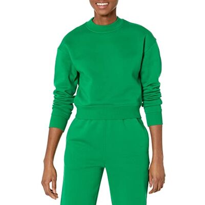 Amazon Damen Bauchfreies Sweatshirt mit überschnittenen Schultern (in Übergröße erhältlich), Grün, XXL Amazon Damen Bauchfreies Sweatshirt mit überschnittenen Schultern (in Übergröße erhältlich), Grün, XXL