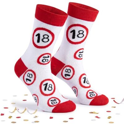 Tiwoca Geburtstaggeschenk rot-weiße Socken mit Verkehrszeichen 2 Größen 38-42 / 42-46, 18/30/40/50/60 Geburtstag, Unisex, Stretchbund, 70% Baumwolle, 25% Polyester, 5% Elasthan Tiwoca Geburtstaggeschenk rot-weiße Socken mit Verkehrszeichen 2 Größen 38-42 / 42-46, 18/30/40/50/60 Geburtstag, Unisex, Stretchbund, 70% Baumwolle, 25% Polyester, 5% Elasthan