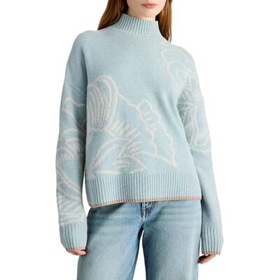 White Stuff Fenella Blumenpullover Trichterhals, Normale Passform aus Woll-Nylon-Mischgewebe Blau Multi Größe 40 White Stuff Fenella Blumenpullover Trichterhals, Normale Passform aus Woll-Nylon-Mischgewebe Blau Multi Größe 40