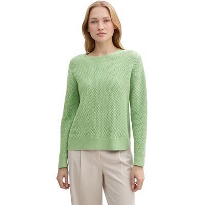 TOM TAILOR Damen Strickpullover aus Bio-Baumwolle, 37116 True Green, XL TOM TAILOR Damen Strickpullover aus Bio-Baumwolle, 37116 True Green, XL