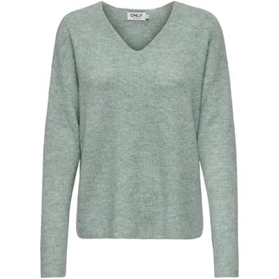 ONLY Damen ONLCAMILLA V-Neck L/S Strickpullover KNT 15204588, Blue Surf ,S ONLY Damen ONLCAMILLA V-Neck L/S Strickpullover KNT 15204588, Blue Surf ,S