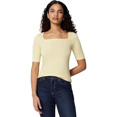 Amazon Damen Halbarm-T-Shirt mit eckigem Ausschnitt in schmaler Passform, Pastellgelb, XX-Large Amazon Damen Halbarm-T-Shirt mit eckigem Ausschnitt in schmaler Passform, Pastellgelb, XX-Large