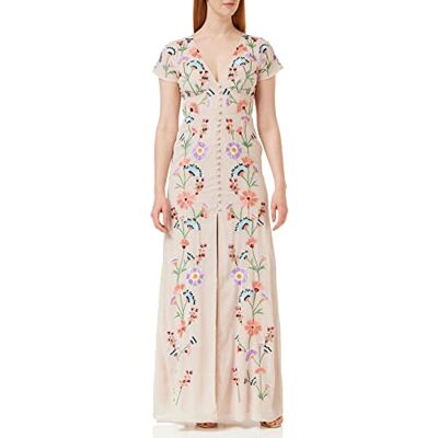 Maya Deluxe Damen Womens Maxi Dress Ladies Embroidered Button Front Split Tea Dess for Wedding Guest Bridesmaid Evening Prom Occasion Kleid, Multi, Maya Deluxe Damen Womens Maxi Dress Ladies Embroidered Button Front Split Tea Dess for Wedding Guest Bridesmaid Evening Prom Occasion Kleid, Multi,