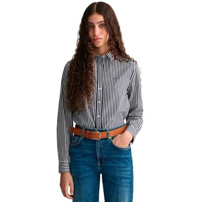 GANT Damen Reg Poplin Stripe Shirt Klassisches Hemd, Classic Blue, 42 EU GANT Damen Reg Poplin Stripe Shirt Klassisches Hemd, Classic Blue, 42 EU