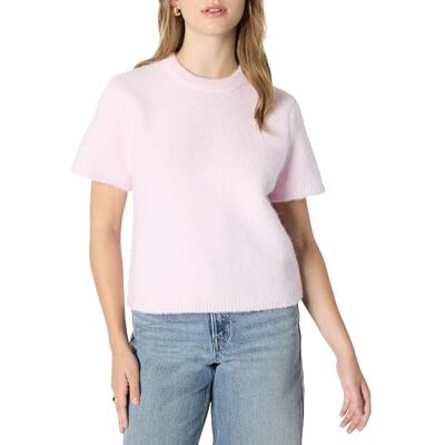 Amazon Damen Kurzärmeliges Relaxed-Fit Sweatshirt-Oberteil aus Mohair-Imitat, Pastelllila, S Amazon Damen Kurzärmeliges Relaxed-Fit Sweatshirt-Oberteil aus Mohair-Imitat, Pastelllila, S