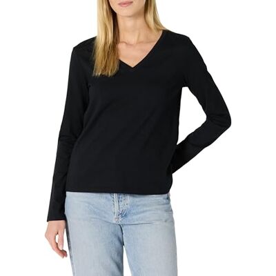 Amazon Damen Langärmliges Regular-Fit-T-Shirt Aus 100% Baumwolle, Schwarz, S Amazon Damen Langärmliges Regular-Fit-T-Shirt Aus 100% Baumwolle, Schwarz, S