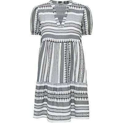 ONLY Damen ONLNORA S/S Loose Dress PTM Sommerkleid, Black/AOP:New Partisan, S ONLY Damen ONLNORA S/S Loose Dress PTM Sommerkleid, Black/AOP:New Partisan, S
