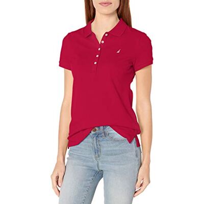Nautica Damen 5-knopf-Kurzarm-Poloshirt aus 100% Baumwolle, Atmungsaktiv Polohemd, Nautisches Rot, X-Klein Nautica Damen 5-knopf-Kurzarm-Poloshirt aus 100% Baumwolle, Atmungsaktiv Polohemd, Nautisches Rot, X-Klein