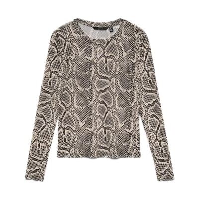 VERO MODA Damen Vmlova Ls Mesh Top JRS Noos, Moon Rock, XS VERO MODA Damen Vmlova Ls Mesh Top JRS Noos, Moon Rock, XS
