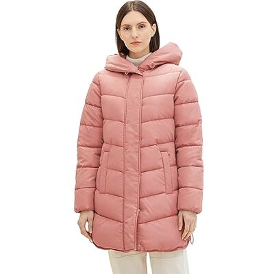 TOM TAILOR Damen Puffer Mantel mit Kapuze , fading rose, L TOM TAILOR Damen Puffer Mantel mit Kapuze , fading rose, L